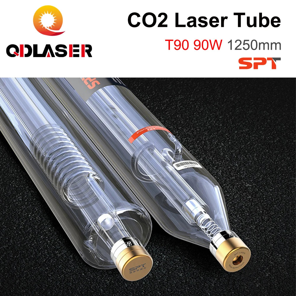 QDLASER SPT T90 90-100W Co2 Laser Tube Length 1250mm Dia 80mm for CO2 Laser Engraving and Cutting Machine
