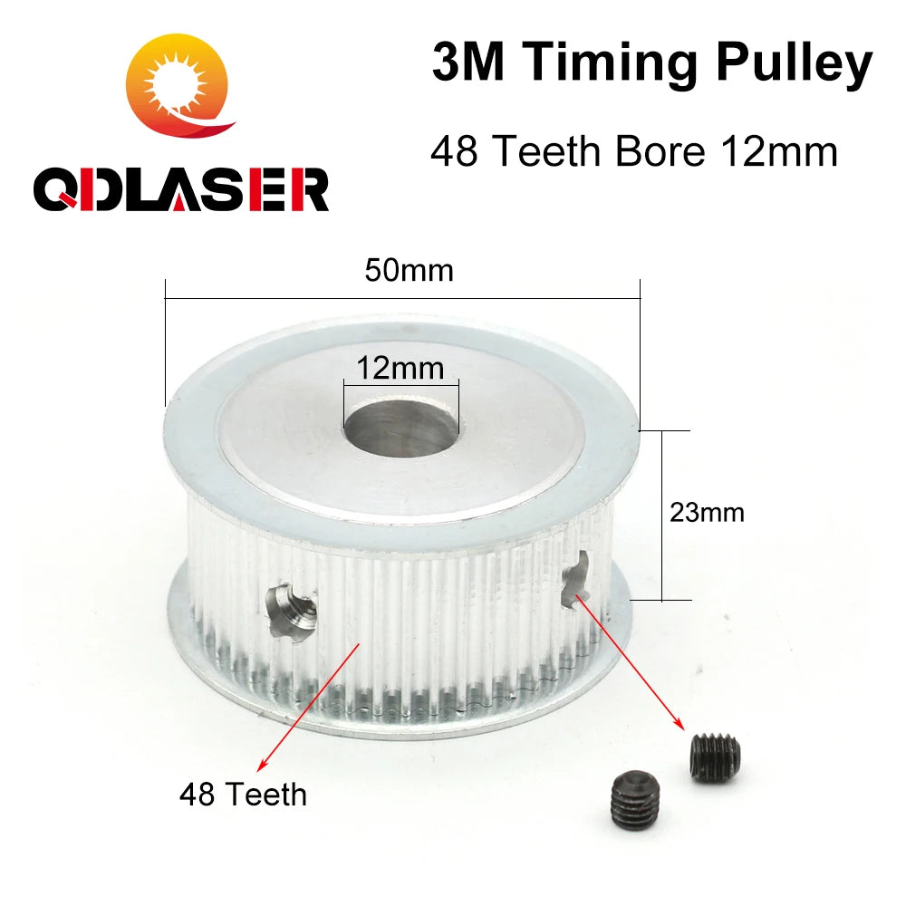 QDLASER HTD-3M Aluminum Timing Pulley, Smooth Mini Belt Pulley