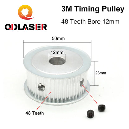 QDLASER HTD-3M Aluminum Timing Pulley, Smooth Mini Belt Pulley