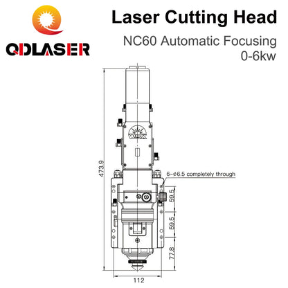QDLASER WSX NC60 Focusing Fiber Laser Cutting Head 0-6KW Automatic 6000W High Power F100/190mm QBH for Metal Cutting