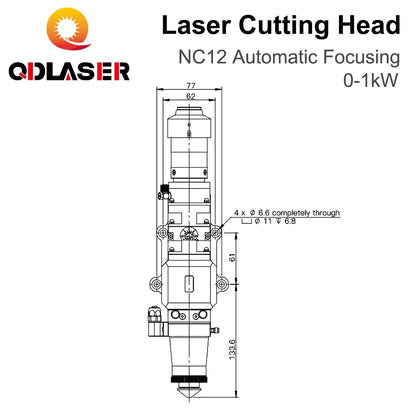 QDLASER WSX NC12 Fiber Laser Cutting Head 0-1KW Automatic Focusing 1000W QBH for Metal fiber optic cutting head
