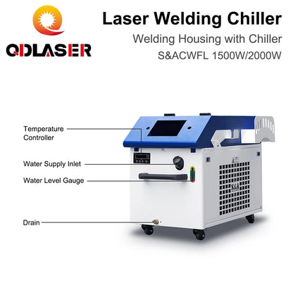 QDLASER CWFL 1500W&2000W S&A Laser Welding Chiller 50/60Hz Handheld Welding Housing with Chiller for Laser Welding Machine