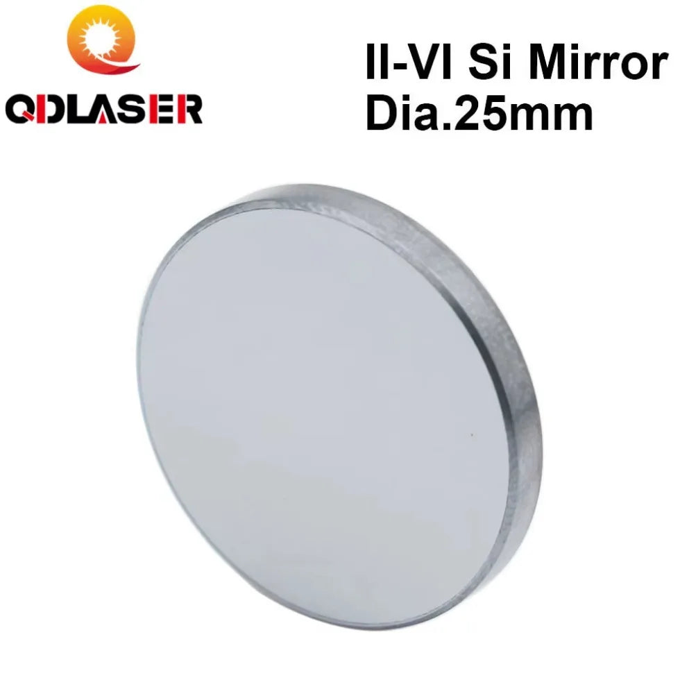 QDLASER II-VI CO2 Laser Si Mirror Dia. 25mm Thk.3mm 10.6um LPMS Coating for CO2 Laser Engraving Cutting Machine Free Shipping