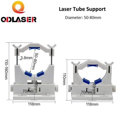 QDLASER Co2 Yongli Plastic Laser Tube Holder Support for 50-80mm Diameter Laser Tube
