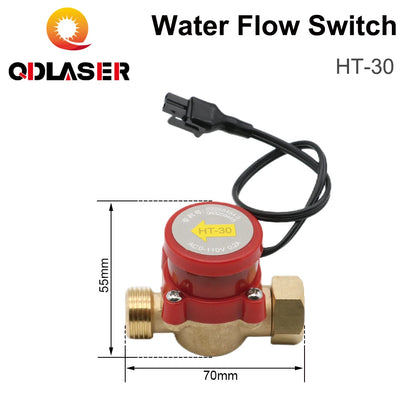 QDLASER Water Flow Switch Sensor Water Cut-off Protection HT-30 Spout 8/10/12mm Signal Booster Pumps for CO2 Laser Machines
