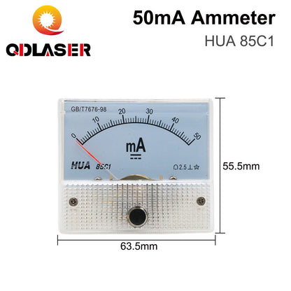 QDLASER HUA Ammeter 50mA 85C1 DC Current Voltage Meters Analog Amp Panel Meter Current for CO2 Laser Engraving Cutting Machine