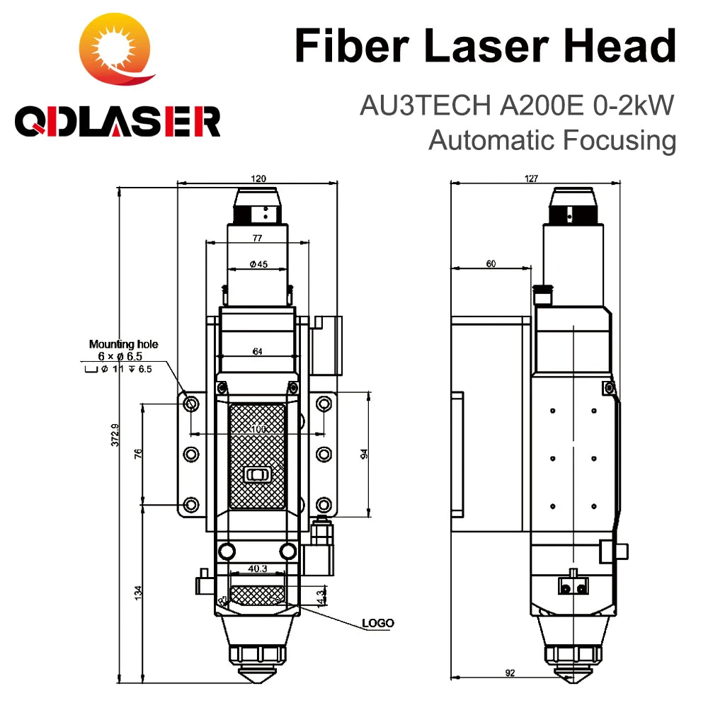 QDLASER Fiber Laser Head 0-2KW AU3TECH A200E Automatic Focusing D30 CL100 FL125 for Laser Cutting Machine