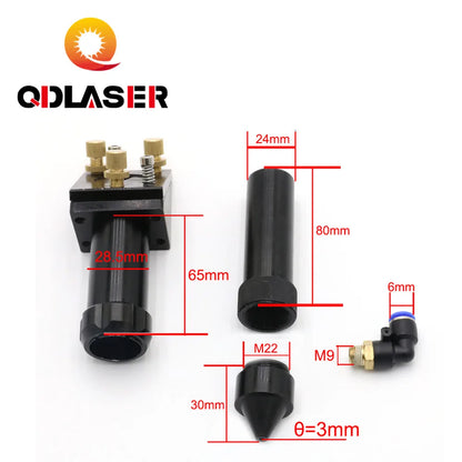 QDLASER CO2 Laser Head for Focus Lens Dia.18 19 20 FL. 38.1 50.8 63.5 75 101.6 127mm & Mirror 25mm Mount for Laser Machine