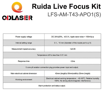 QDLASER Ruida LFS-AM-T43-AP01(S) Metal Cutting Real-time Focus System Amplifier and Amplifier Connection Cable for Laser Machine