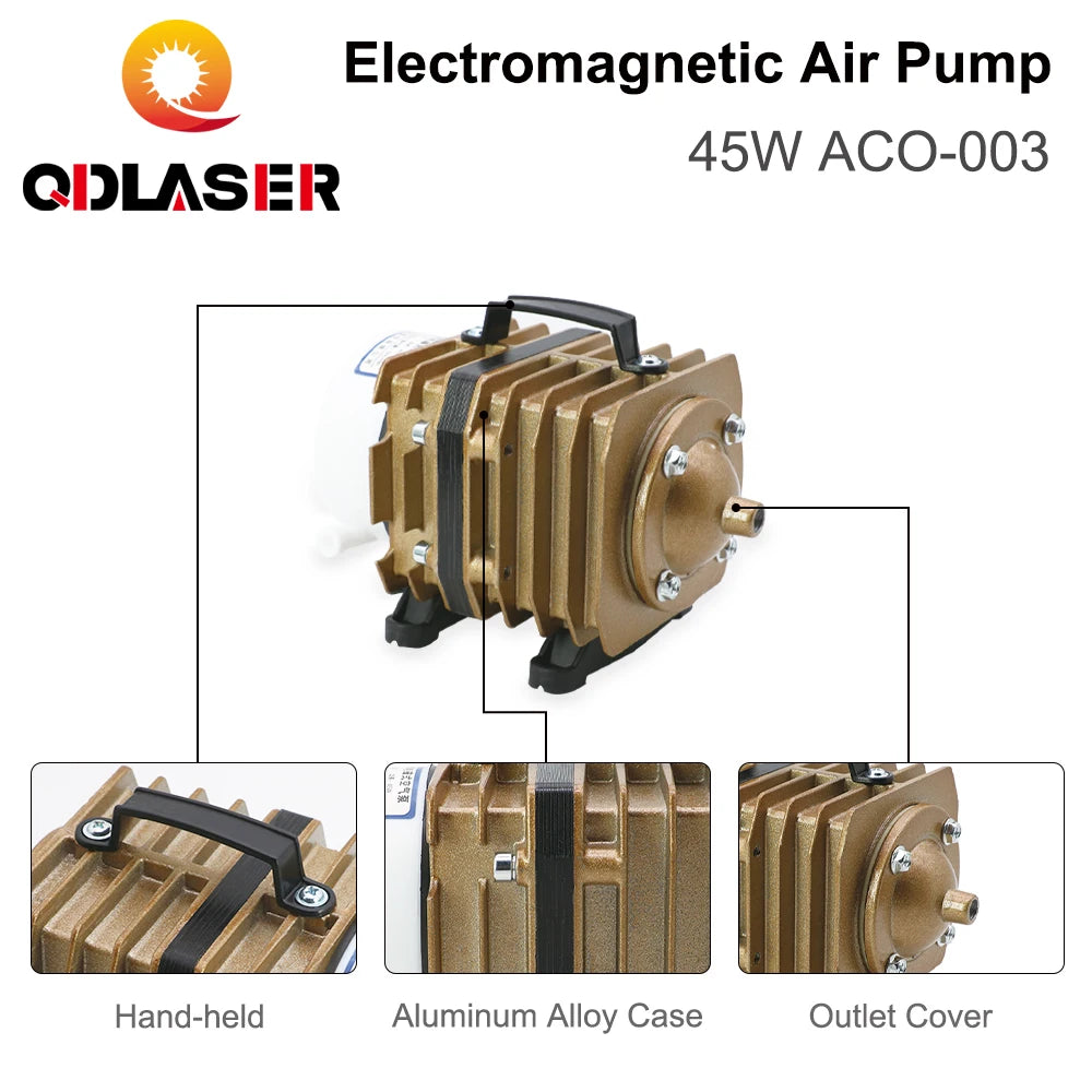 QDLASER Air Pump 45W ACO-003 Electromagnetic 220-240V 50L/min for CO2 Laser Engraving Cutting Machine