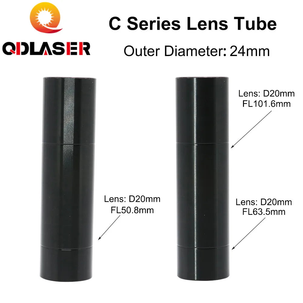 QDLASER  C Series CO2 Laser Lens Tube Outer Diameter 24mm for Lens Dia.20mm FL50.8/63.5/101.6MM for CO2 Laser Head
