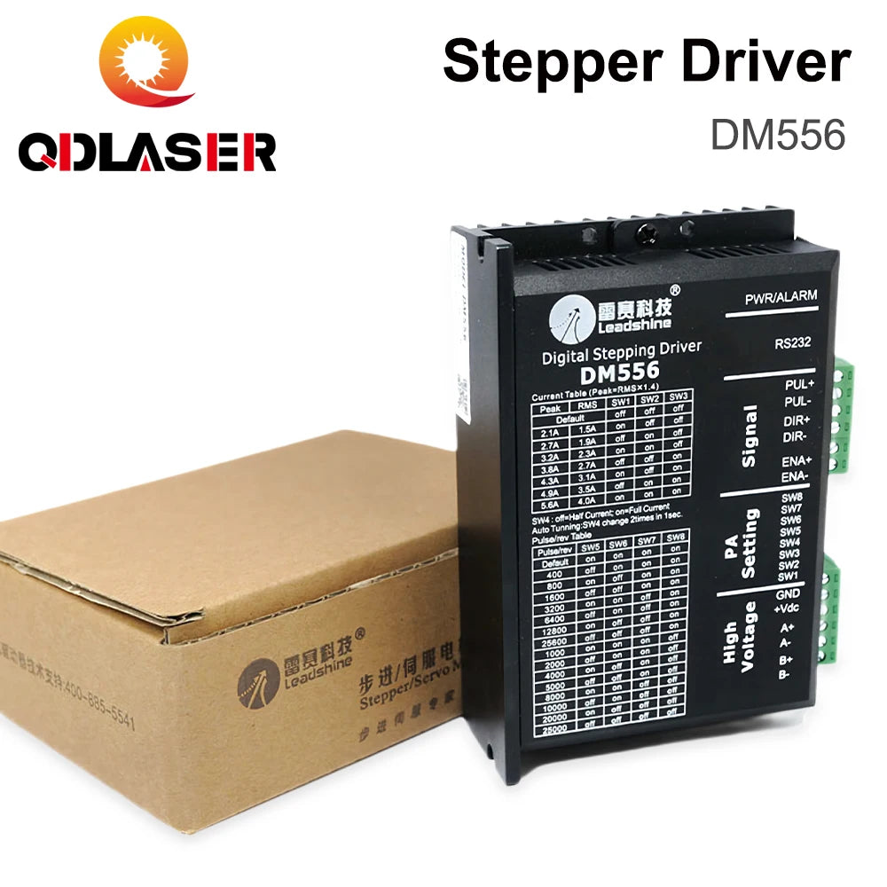 QDLASER Leadshine DM556 2 Phase Stepper Driver, 20-50VAC, 0.5-5.6A, 7-16mA for Stepper Motors