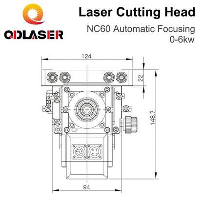 QDLASER WSX NC60 Focusing Fiber Laser Cutting Head 0-6KW Automatic 6000W High Power F100/190mm QBH for Metal Cutting