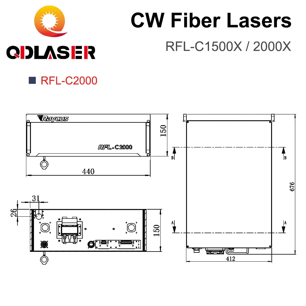 QDLASER Original Raycus Fiber Laser Single Module CW Fiber Lasers RFL-C1500X/2000X 1500W 2000W 1064nm for Fiber Cutting Machine