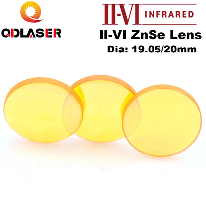 QDLASER II-VI USA CVD ZnSe Focus Lens Dia. 19.05 20mm FL 38.1 50.8 63.5 101.6mm 2-4 for CO2 Laser Engraving Cutting Machine
