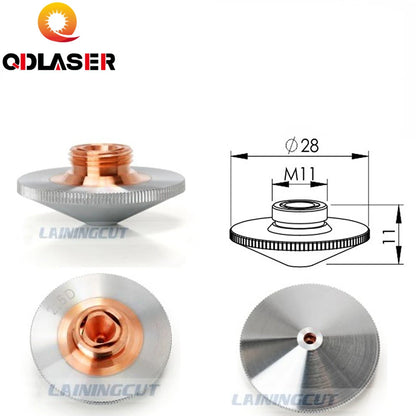 QDLASER Laser Nozzle Double Layers Chrome-plating Dia.28mm H11 M11 Caliber 0.8 - 4.0 OEM PrecitecFIBER Cutting Head