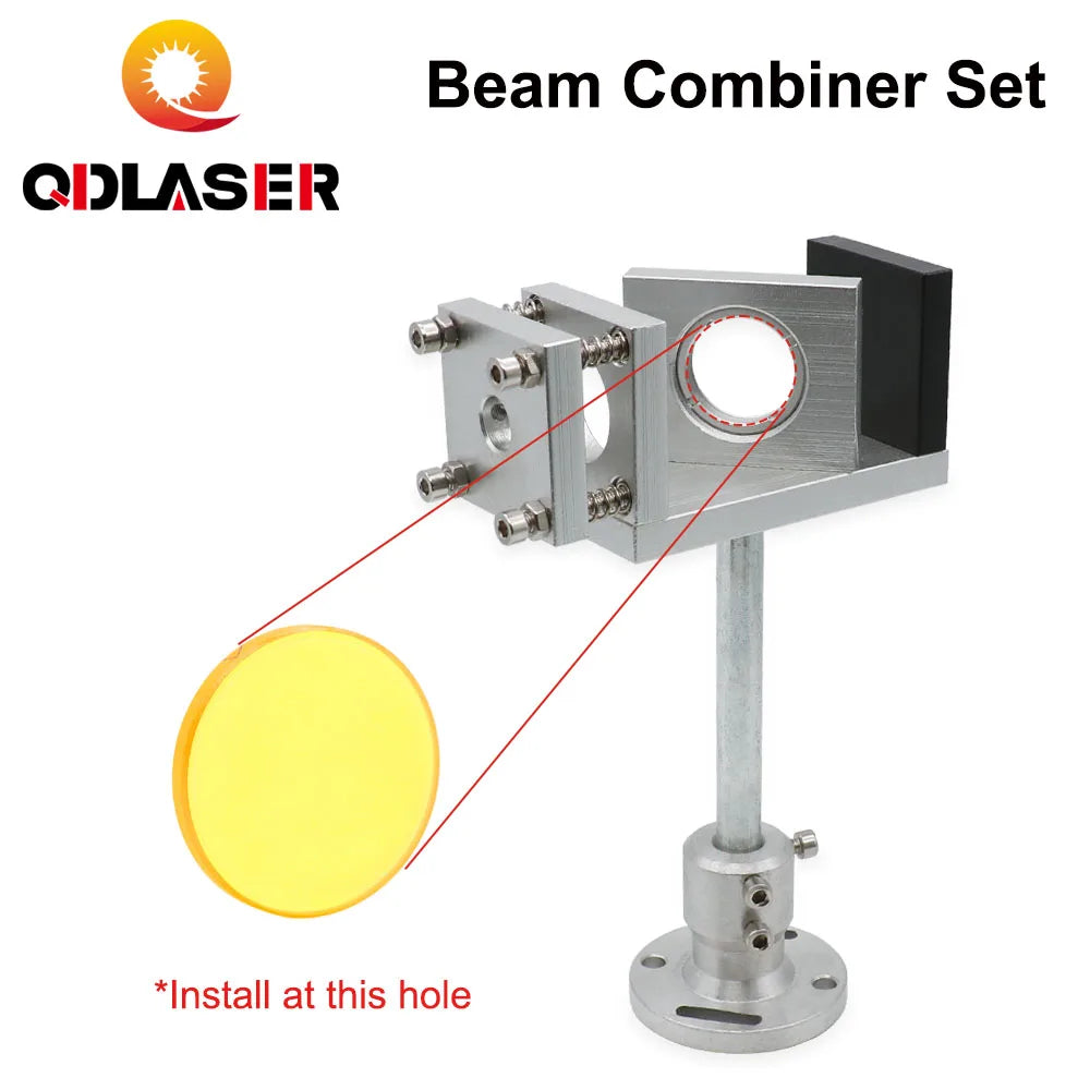 QDLASER Laser Beam Combiner Set 20/25mm ZnSe Beam Combiner + Mount + Laser Pointer for CO2 Laser Engraving Cutting Machine