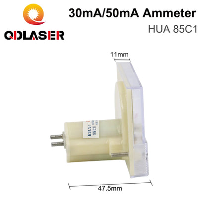 QDLASER 30mA 50mA Ammeter HUA 85C1 DC 0-30mA 0-50mA Current Panel Amperometer Tester for CO2 Laser Engraving Machine