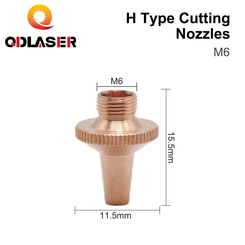 QDLASER 1064nm Fiber Laser Nozzle M6 Thread 11.5mm Diameter 15.5mm Height for Preictec 3D Fiber Laser Head