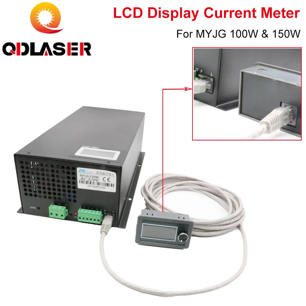 QDLASER LCD Display CO2 Current Meter External Screen Adjustable Current for MYJG Series 100W &150W CO2 Laser Power Supply