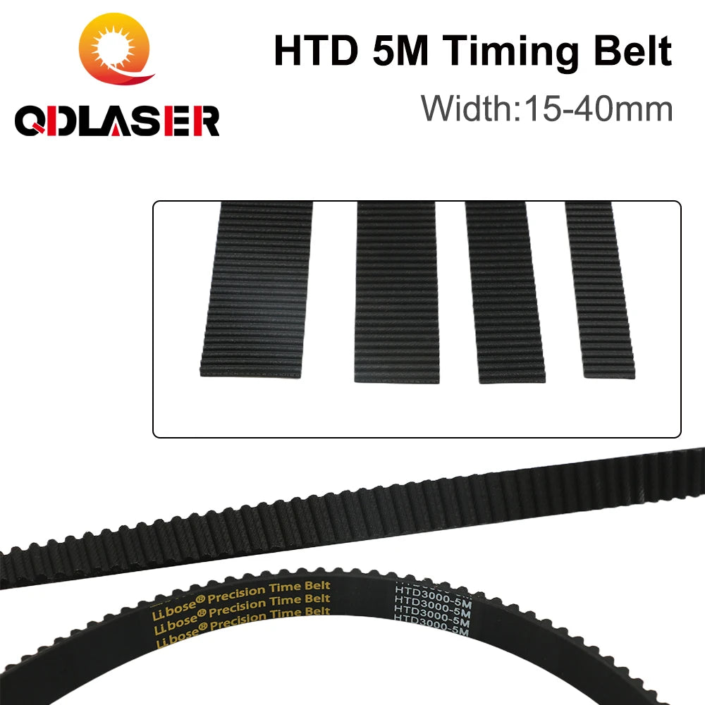 QDLASER HTD-5M Open Belt 5M Timing Belt 5M-15 20 25 30mm Polyurethane for CO2 Laser Engraving Cutting Machine