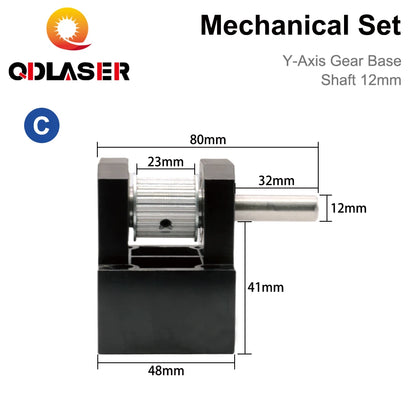 QDLASER LC Guide Rail Set Gear Base Mechanical Parts Shaft 12mm Belt 15-20mm for Co2 Laser Engraving Cutting Machine