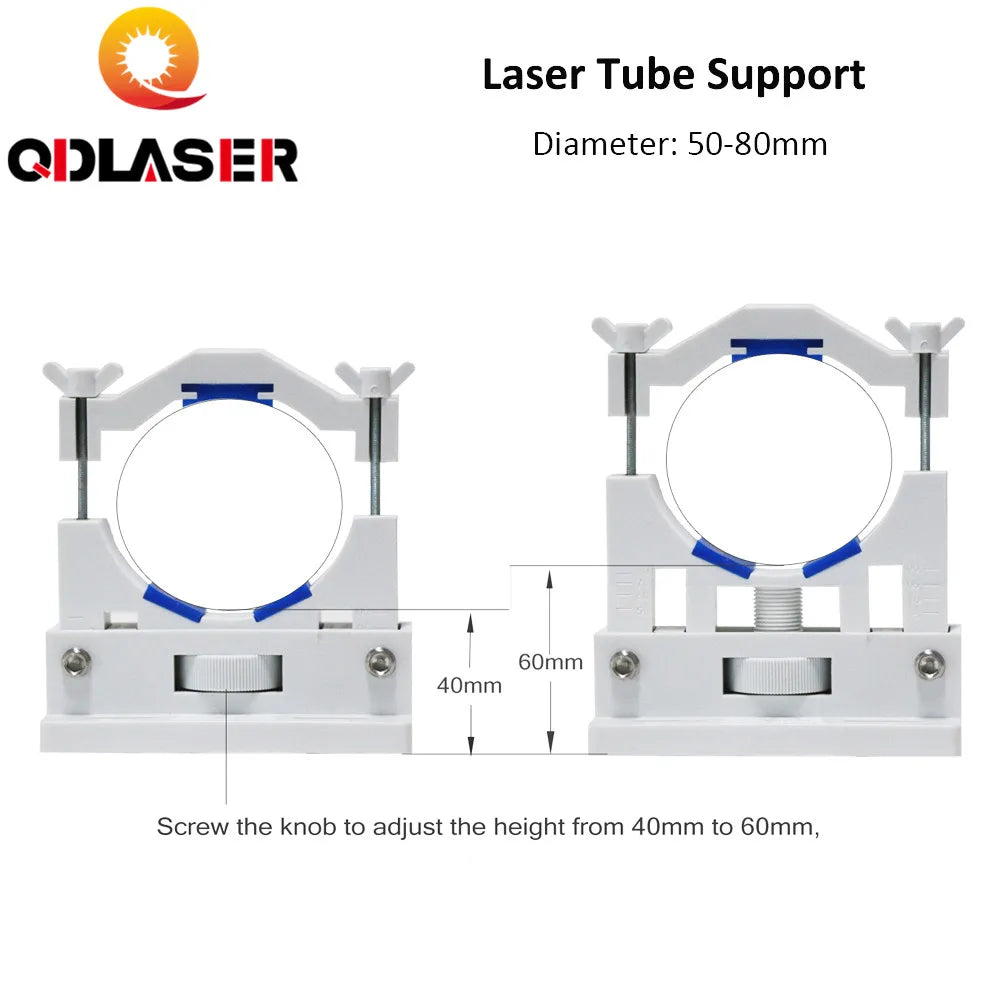 QDLASER Co2 Laser Tube Holder Support For 50-80mm Diameter Yongli Plastic Laser Tube