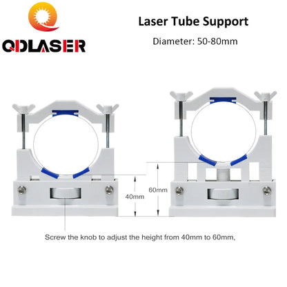 QDLASER Co2 Laser Tube Holder Support For 50-80mm Diameter Yongli Plastic Laser Tube