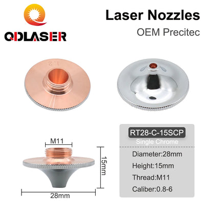 QDLASER Laser Nozzles Single Double Layer Dia.28mm Caliber 0.8 - 4.0 for FIBER Laser Cutting Head