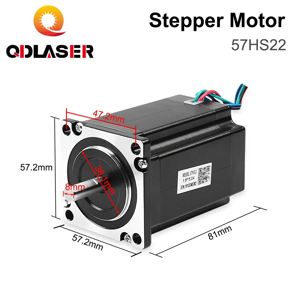 QDLASER Leadshine 57HS22  2 phase Stepper Motor NEMA 23 5.6A Length 81mm Shaft 8mm for CNC Engraving Milling Machine