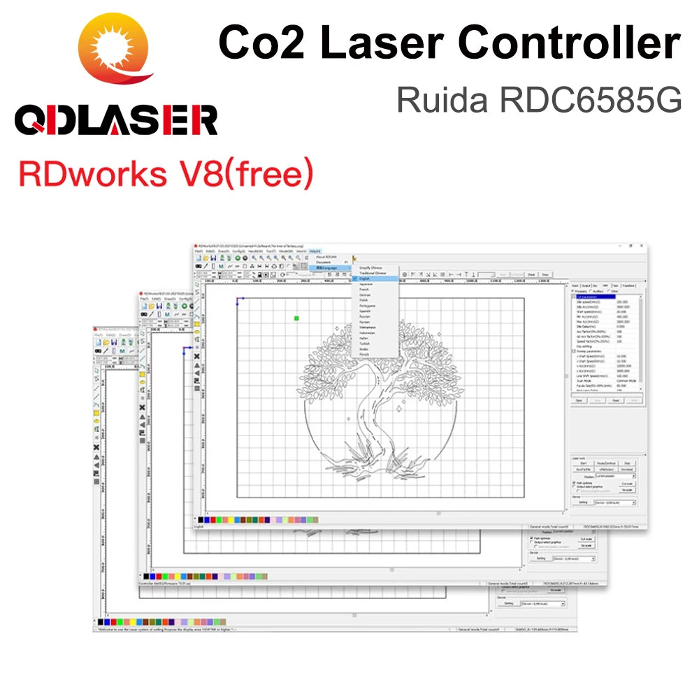 QDLASER Ruida RDC6585G Controller 8-axis CO2 Motion Controller Controller System for CO2 Laser Engraving and Cutting Machines