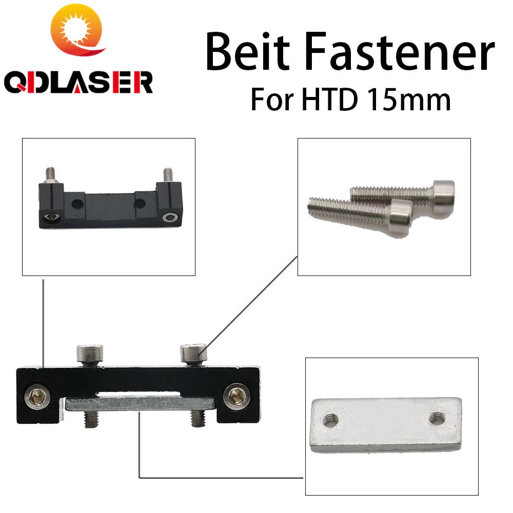 QDLASER Laser Mechanical Parts Belt Fastener for HTD-3M 15mm Timing Belt Co2 Laser Engraving and Cutting Machine