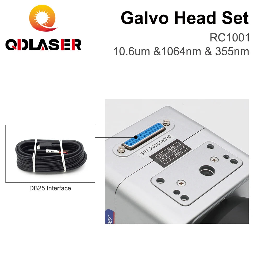 QDLASER Fiber Laser Scanning Galvo RC1001-R Galvo Head Set 10.6um &amp;1064nm &amp; 355nm 10mm Galvanometer Scanner