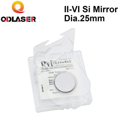 QDLASER II-VI CO2 Laser Si Mirror Dia. 25mm Thk.3mm 10.6um LPMS Coating for CO2 Laser Engraving Cutting Machine Free Shipping