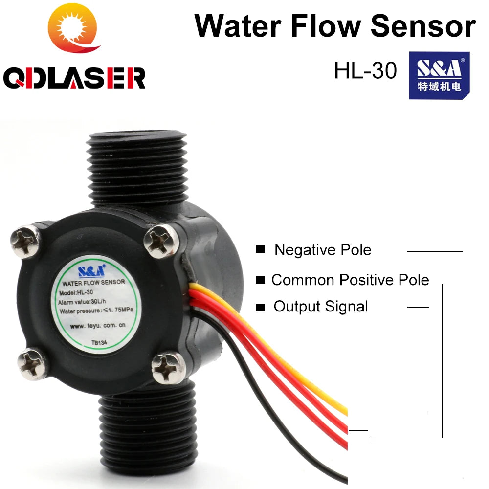 QDLASER Cold & Heat Exchange Equipment Parts Water Flow Sensor for Cooling Chiller for Laser Cutting Machine