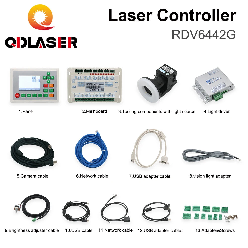 QDLASER Ruida RDV6442G+CCD Camera Co2 Laser Controller System for Co2 Laser Cutting and Engraving Machine