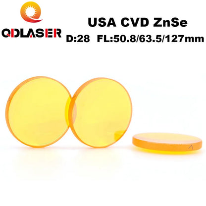 High Power USA CVD ZnSe Laser Focus Lens Dia. 28mm FL50.8/63.5/101.6mm for CO2 Laser Engraving Cutting Machine