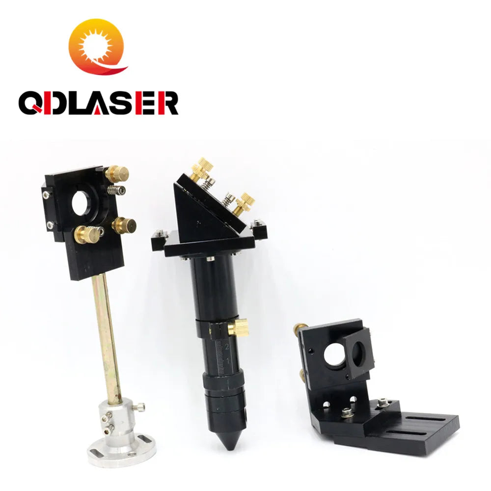 QDLASER Laser Parts  E Series Black Co2 Laser Head Set with Laser Mirrors Mount Support