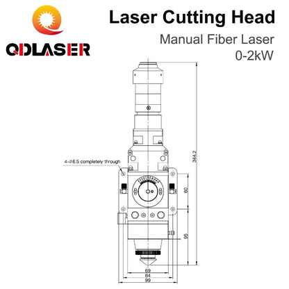 QDLASER WSX KC13 Fiber Laser Cutting Head F125/150/200mm Focusing Lens 0-2kw Manual Cutting Head 2000W QBH for Metal Cutting