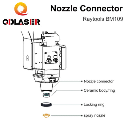 QDLASER Fiber Laser Head Nozzle Connection Parts BM109 0-1.5kW for Fiber Metal Cutting Machine Nozzle Connector