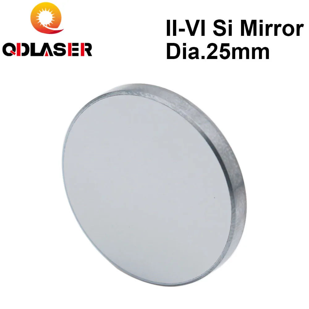 QDLASER II-VI CO2 Laser Si Mirror Dia. 25mm Thk.3mm 10.6um LPMS Coating for CO2 Laser Engraving Cutting Machine Free Shipping