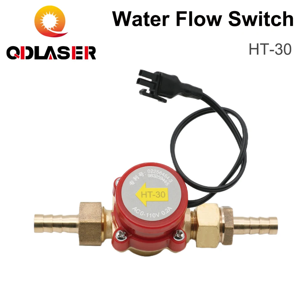 QDLASER Water Flow Switch Sensor Water Cut-off Protection HT-30 Spout 8/10/12mm Signal Booster Pumps for CO2 Laser Machines
