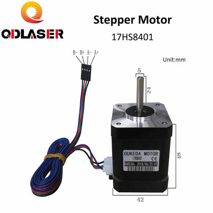 QDLASER 4-Lead Nema 17 Stepper Motor 42 Motor 17HS8401 48mm/78Oz-in/1.8A CE 42BYGH 1.7A(17HS8401) Motor CNC Laser and 3D Printer