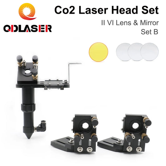 QDLASER CO2 Laser Head Set II VI Lens&Mirror D20 FL50.8  63.5  101.6mm with 25mm Mirrors for Co2 Laser Engraving Machine