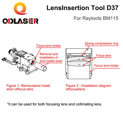 QDLASER BM115 Lens Insertion Tool Focus Lens D37 Insertion Tool for Raytools BM115 Optical Focus Lens