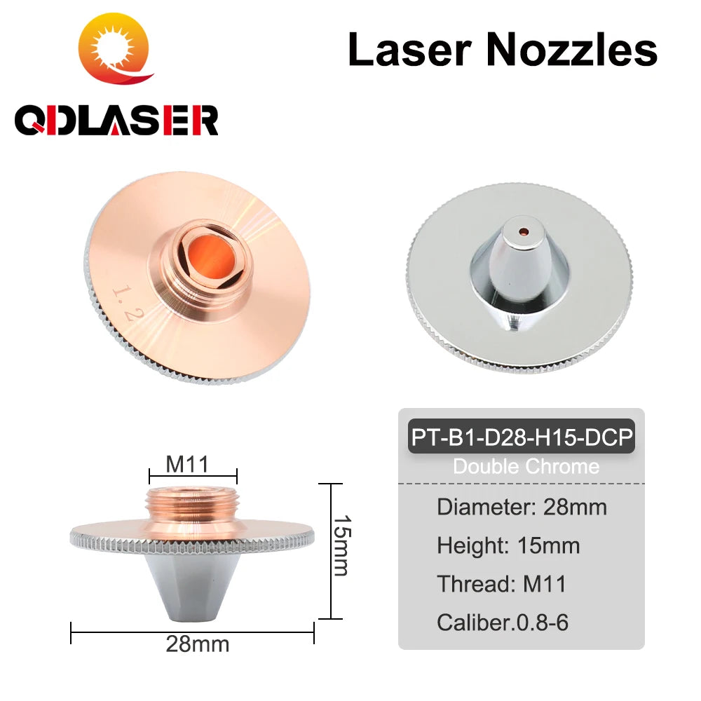 QDLASER Bulge Laser Nozzles Single Layer Chrome-Plating Double Layers Caliber 0.8-4.0 D28 H11 H15 M11 for Precitec Cutting Head