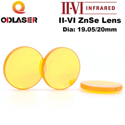 Co2 USA II-VI ZnSe Focus Laser Lens Dia 19.05/ 20mm FL 38.1 50.8 63.5 76.2 101.6mm for CO2 Laser Engraving Cutting Machine