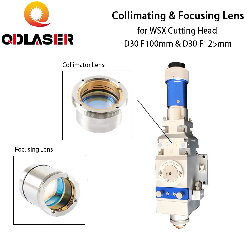 QDLASER Fiber Laser Focus Lens with Lens Holder for WSX Laser Cutting Head D30 F100/125mm