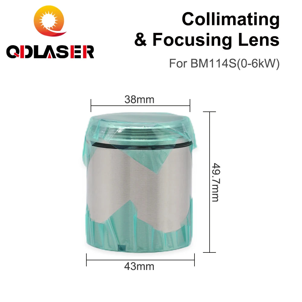 QDLASER BM114 Collimating &amp; Focusing Lens D37 F100 &amp; D38.1 F200mm with Lens Holder for Raytools Laser Cutting Head BM114