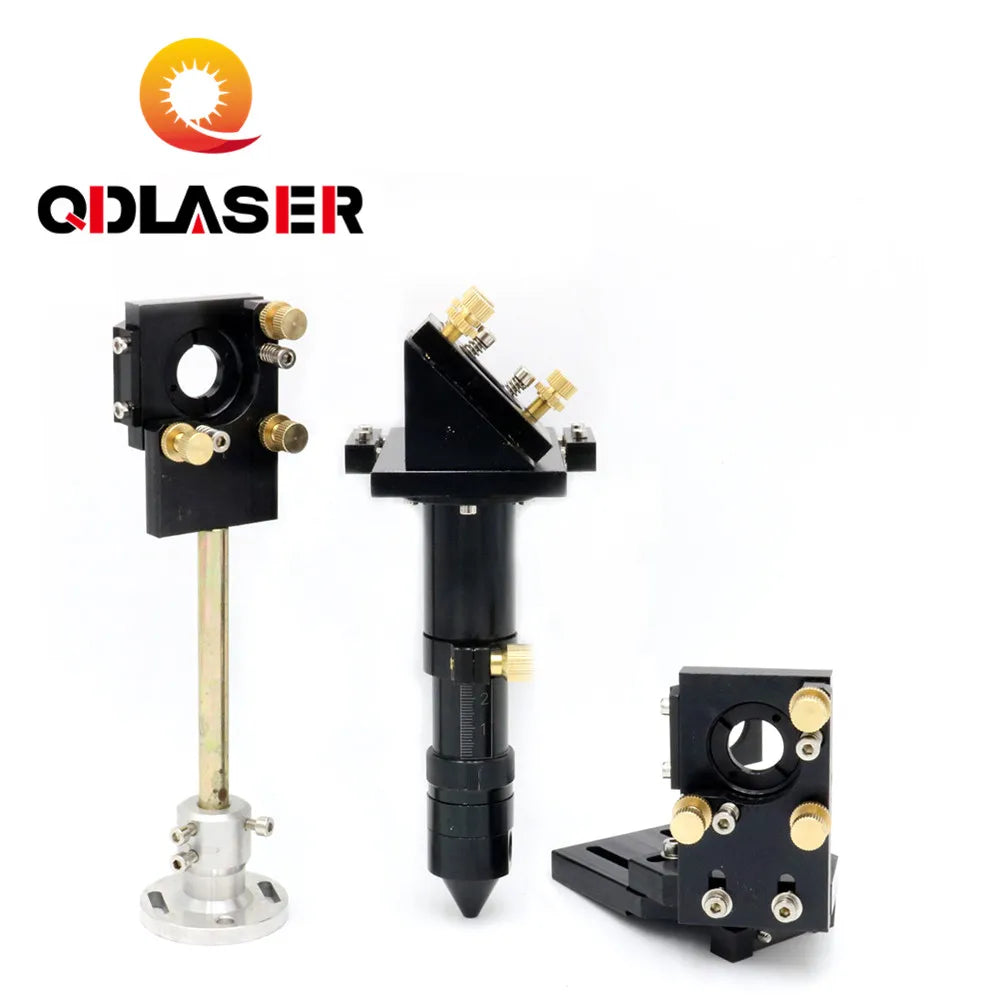 QDLASER Laser Parts  E Series Black Co2 Laser Head Set with Laser Mirrors Mount Support